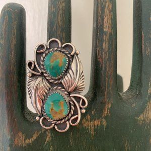 SIZE 6.5 Kingman Turquoise Sterling Silver Feather